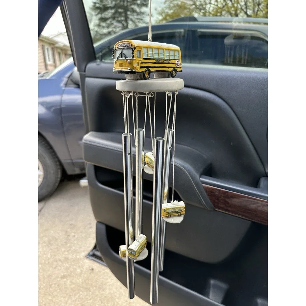 George S. Chen Imports SS-G-41917, Round Top School Bus Hanging Porch...